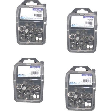 4 Coques de 10 Ecrous HU M20 mm - DIN 934 - Inox A2 - D-Work