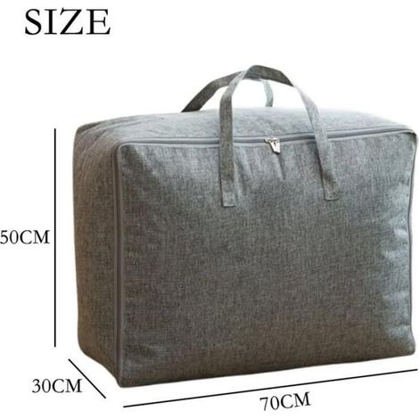 Sac de rangement XXL pour couette 70 x 50 x 30 cm, organisateur vêtements et oreillers, gris (1/5)