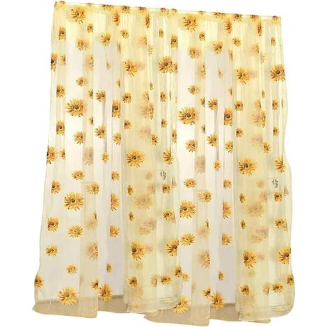 1 Rideau en organza, motif tournesol, fibre polyester, pour salon, chambre à coucher, bureau (1/5)