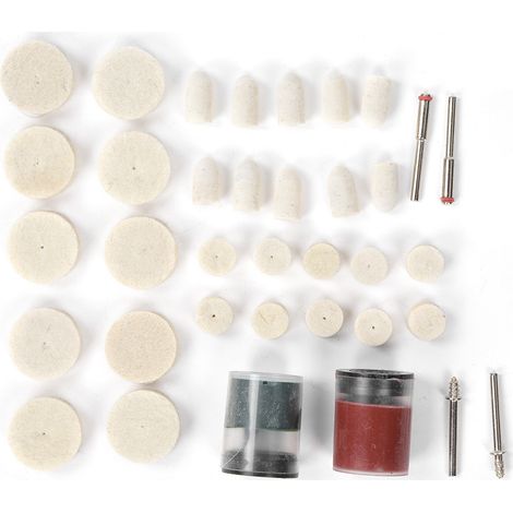 Ortviai Lot de 36 tampons en feutre de laine pour polissage, accessoires abrasifs polyvalents pour métaux et matériaux non métalliques (1/5)