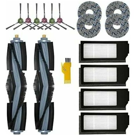 Kit d'Accessoires de Remplacement pour le Robot eur ECOVACS DEEBOT X1 OMNI & X1e OMNI & X1 TURBO & X1+ 16 Packs 2 Brosses Principales & 4 Filtres & 6 Brosses Latérales & 4 Chiffons (1/4)
