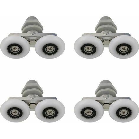 Roulettes Doubles pour Porte de Douche Roulettes pour Porte de Douche Roulettes Coulissantes Porte Salle de Bain Douche Rouleau de Douche de Rechange,Pièces de rechange pour salle de bain 23mm 4 PCS (1/4)