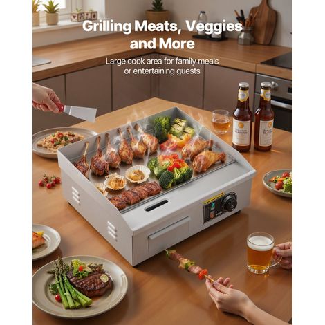 Plancha Électrique 2800 W 45x30 cm, Plaque à Snacker avec Température Réglable de 50 à 300 °C, pour Barbecue Restaurant Snack-bar,… (1/5)