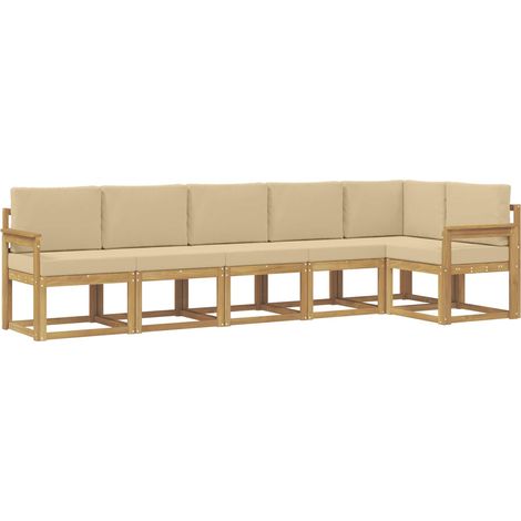 Ensemble de canapés d'extérieur 6 pc Blanc et Beige Polyester vidaXL (1/5)