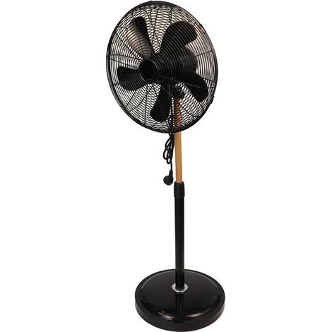 Ventilatore con 5 pale a piantana con rifiniture in legno Industrial Style NIKLAS
