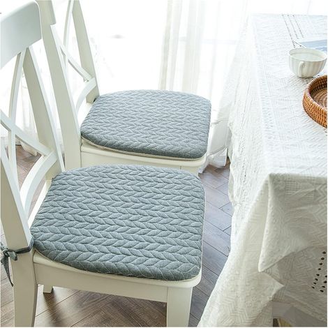Coussin chaise 100 % coton 40x43x3 cm, gris, lot de 1