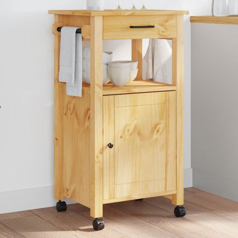 vidaXL Carrello da Cucina MONZA 48x40x88,5 cm in Legno Massello di Pino (1/6)