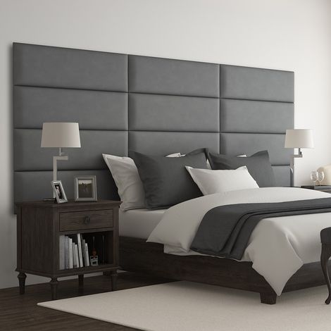 Panneau Décoratif Tête De Lit Capitonnée Mural 91cm Simili Gris (1/5)