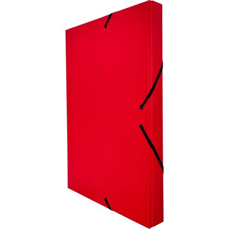 Chemise Cartonnée A4, Taille 34 x 24 cm, Épaisseur 3 cm, Pochette de Rangement pour Papiers Administratifs à Fermetures Élastiques, Boîte pour Archives (Dos de 3 cm, Rouge) (1/5)