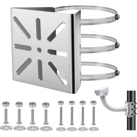 BUNTHAUS Support de caméra extérieure avec 3 boucles réglables, pour poteau vertical, support vertical universel pour caméra de sécurité, support vertical (1/5)