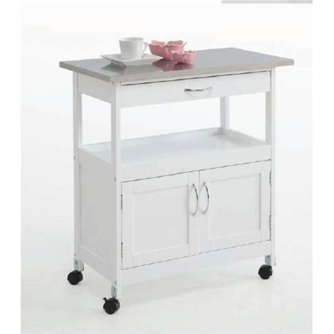 Carro cocina 2 puertas y 1 cajón en acabado color blanco/gris, 76 cm(alto)67 cm(ancho)37 cm(largo)