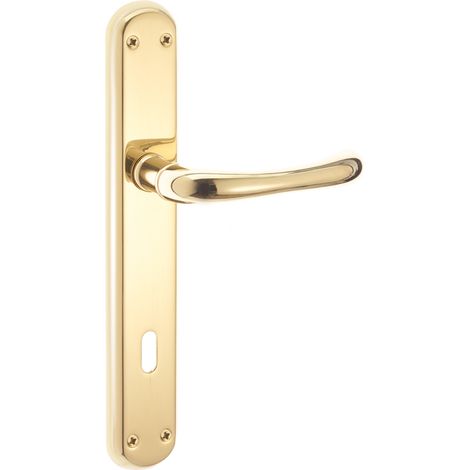 Maniglia sette con placca patent in ottone finitura lucido 70 mm
