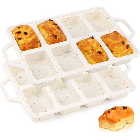 Set di 2 stampi da forno in silicone, stampi per alimenti, stampi per torte, bianchi, 35,3 x 21,7 x 3,6 cm (1/5)