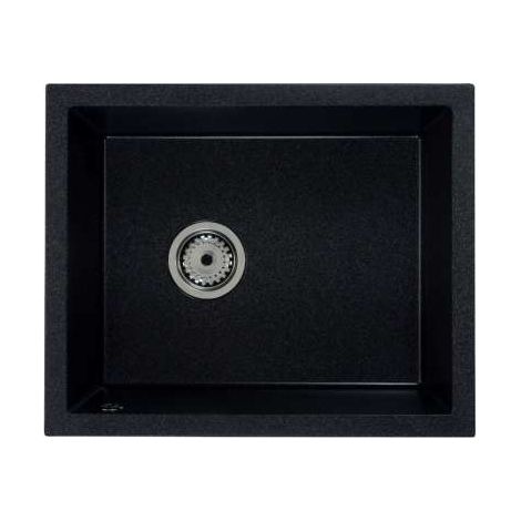 ZELVO Küchenspüle, Spülbecken, Spüle Granit schwarz gesprenkelt 560 x 460 x 200 mm Model 6 (1/2)