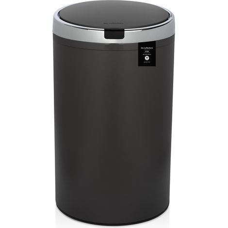 Les Collectors N°347-Cubo de basura Automática, Capacidad 42L, Sensor Apertura Infrarrojos, Silenciosa, Forma Redonda, Edición Gris Oscuro, Acero Inoxidable, 30x30x72 Cm, 42 L (1/5)