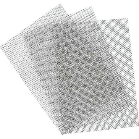 Grille en treillis métallique à mailles de 8 (lot de 3), en acier inoxydable, pour la filtration des feuilles et des insectes (300 x 210 mm). (1/5)