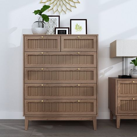 Bordeaux 6 Drawer Chest - MDF - L39 x W85 x H109 cm - Oak (1/2)