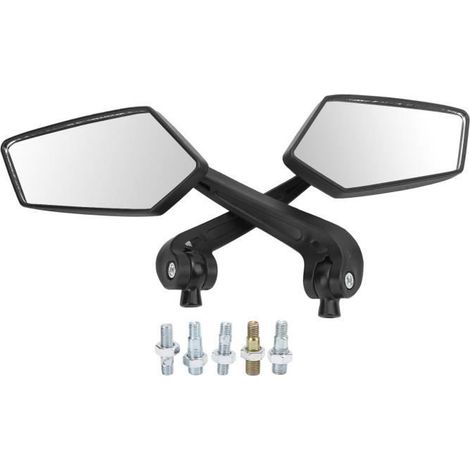 Dioche Rétroviseur de moto Paire rétroviseur moto noir HD rotatif pour filetage 8mm 10mm Scooter ATV (1/4)