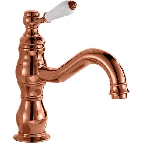 Einloch-Waschtischarmatur, Einhebel-Waschtischarmatur (roségold, kurz, ausgestattet mit einem 60 cm langen Schlauch mit 3/8"-Anschluss)