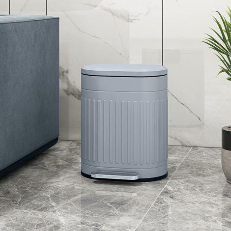 Cubo de basura con pedal de 20 litros con tapa, cubo interior extraíble, cierre suave, 36,5 x 31,2 x 45 cm, gris
