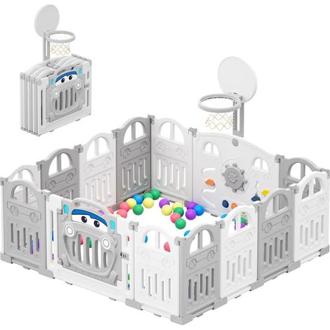 Parc pour bébé, design ajustable, base sûre et antidérapante, GRIS (1/2)