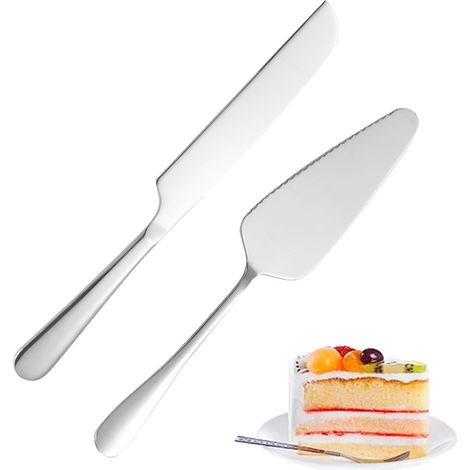 Set De Découpe Pour Gâteau - Couteau Et Spatule En Acier Inoxydable - Pour Mariage Anniversaire Fête - 2 Pièces (1/5)
