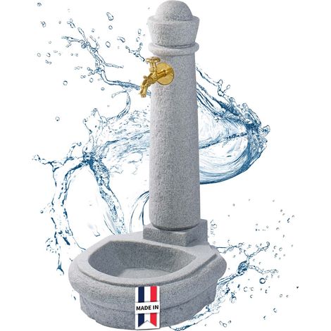 Graf – Fontaine de jardin Venezia en polyéthylène gris clair – Robinet laiton 3/4' monté – Résistante aux intempéries – Largeur 54cm, Hauteur 52cm