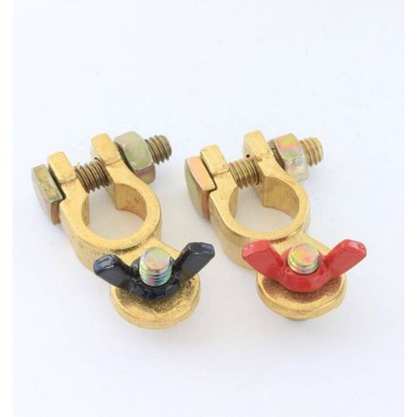 Cosse De Batterie - Robinet Coupe-Batterie À Papillon - Pour Connexion Positive Et Négative - Lot De 2 Pièces (1/4)