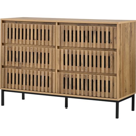 Aparador de 6 cajones 120 x 40 x 81 cm color madera (1/5)