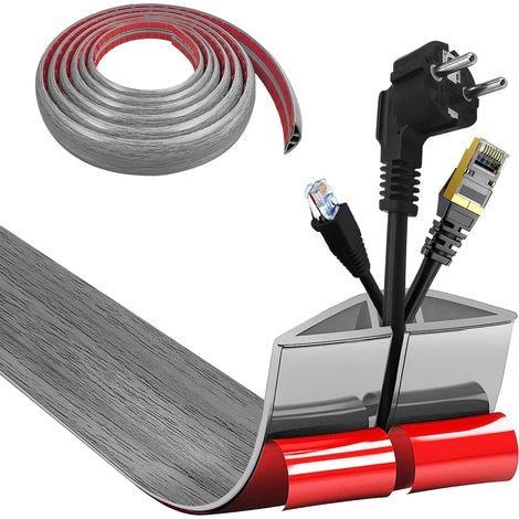 Goulotte autocollante - Pont de câble - 5 cm x 5 m - En PVC flexible - Plat - Protection de câble pour tous les câbles d'alimentation - Pour la maison, les bureaux, les hôtels, les entrepôts, etc (1/5)