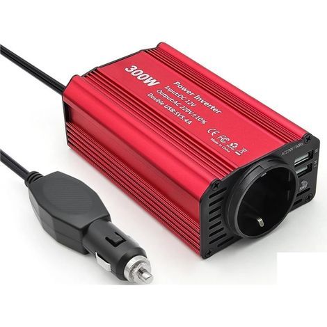 Convertisseur Tension Convertisseur Onduleur pour Voiture 300 W 150 W DC 12 V vers 110 V 220 V Adaptateur Allume-Cigare vers Prises USB Charge Rapide PD65 W(300W EU) (1/5)