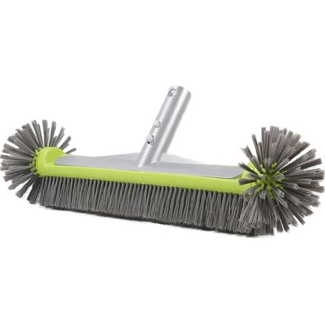 Accessoires de piscine Tête de brosse de piscine robuste en aluminium (vert) de 44,5 cm (17,5 po) avec 7 rangées de poils en nylon pour le nettoyage des parois, des marches et des coins de piscine. (1/5)