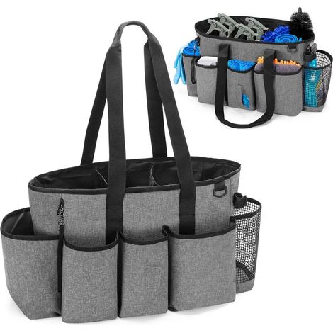 Professionelle Reinigungstasche für Reinigungsmittel, Reinigungstasche mit Trennwand und Griff, Werkzeugtasche für den Empfänger, grau (1/5)