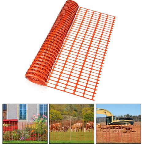 Randaco Clôture de Clôture de Protection en Plastique, Clôture Mobile 1 rouleau de 1 x 50 m Orange Filet de sécurité Barrière de signalisation (1/5)