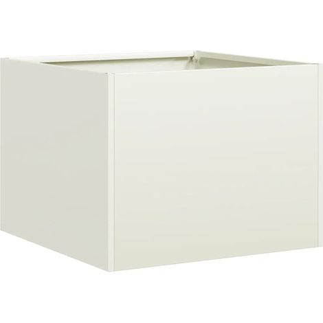 Jardinière moderne jardin balcon 40 x 40 x 30 cm avec fond ouvert esthétique en acier blanc (1/5)