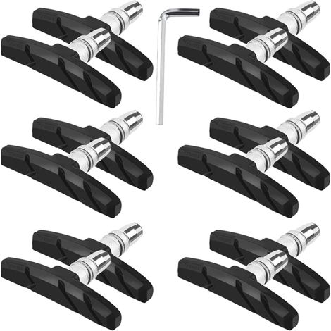 6 paires de plaquettes de frein de type V, plaquettes de frein de vélo de 70 mm, avec écrous hexagonaux et rondelles, convenant aux vélos de route, VTT, vélos BMX et vélos de montagne. (1/5)