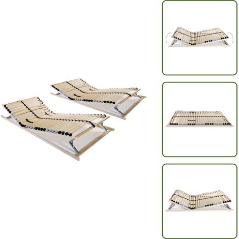Somier de 7 zonas - vidaXL Somieres de láminas con 28 listones 7 zonas 2 uds 80x200 cm - Somier de abedul