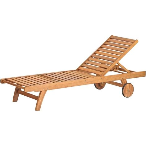 Lettino Prendisole da Giardino con Ruote in Legno di Acacia (1/5)