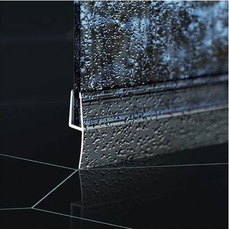 Collapsible shower barrier and water dam retention system. Foldable and transparent and keeps the water within the threshold. (1/5)