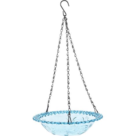 Mangeoire Suspendue pour Oiseaux Plastique Transparent avec Chaîne Abreuvoir Décoratif pour Jardin Patio et Espace Extérieur Nourriture et Eau pour Oiseaux (1/5)