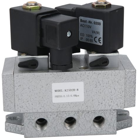 Électrovanne 5 voies 2 positions double commande électrique G1/4 K25D2H‑8AC 110V pour équipement mécanique. (1/5)