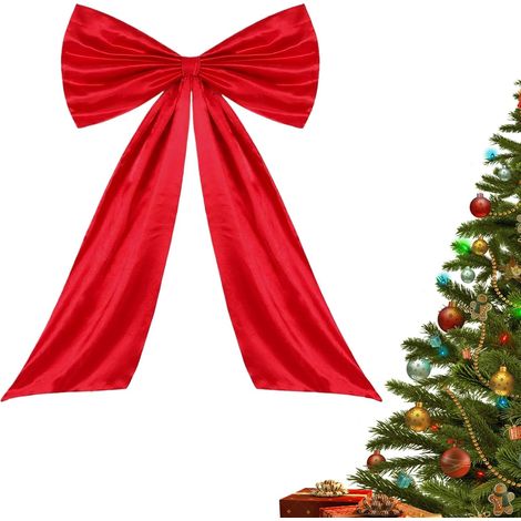 Noeud De Noël Décoration Maison fête Ruban Satin Grand nœud ornement sapin Noël Pour fond scène porche couronne extérieur escalier borne photo manteau automne anniversaire (1/5)