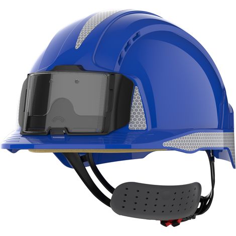 Casque de sécurité crémaillère ventilé porte badge EVOLite - CR2 Gris Bleu