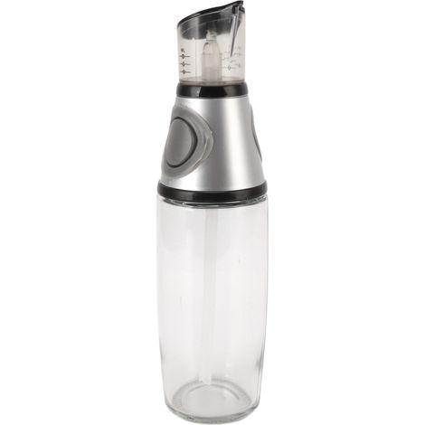 Distributeur d'huile 500 ml étanche en verre, silicone et acrylique, à pression, pour une utilisation saine en cuisine (argenté). (1/5)