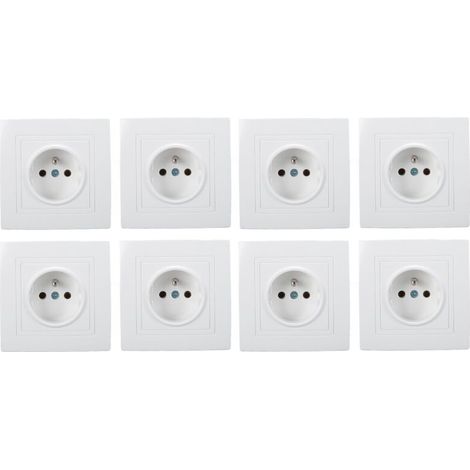 – 8er-Pack französische Standard-Wandsteckdosen 16 A 220 V – Einbau – PC-Kunststoff – Für Büros und Hotels – Crezuo