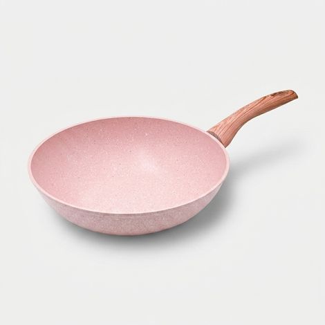 Wokpfanne 28 cm antihaftbeschichtet Granit-Effekt rosa Bisetti Stonerose (1/3)