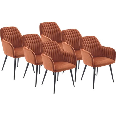 Sedia con braccioli in Velluto e Metallo Nero Terracotta - Lotto di 6 - ELEANA (1/5)
