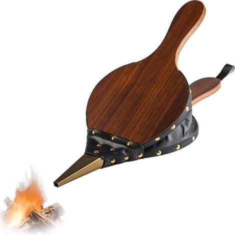 Soufflet Cheminée et Barbecue Bois, Souffleur de Cheminée Manuel, Souffleur Bois Feu, Buse en Fonte de Soufflet de Cheminée en Bois Avec Cordon Suspension, pour Cheminée, Barbecue, Camping Plein Air (1/5)
