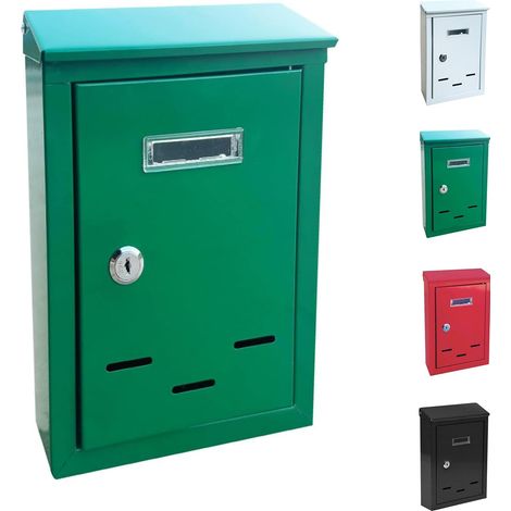 Cassetta della posta per lettere - mis. 18,5x6x27 cm - Buca delle lettere in metallo dallo stile moderno - Colore Verde (1/5)