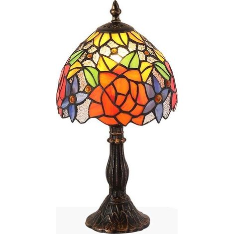 Barcelona Led – Lampe à poser d'inspiration Tiffany – Abat-jour en verre mosaïque – Douille E27 – IP20 – Dimensions Ø 195 x 380 mm – Puissance 40W